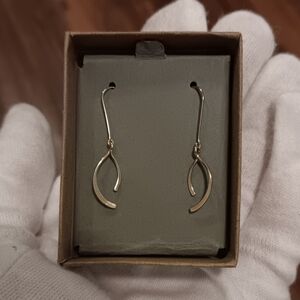 14k Gold Earrings Wishbone Dangles for GOOD LUCK! Solid real 14kt